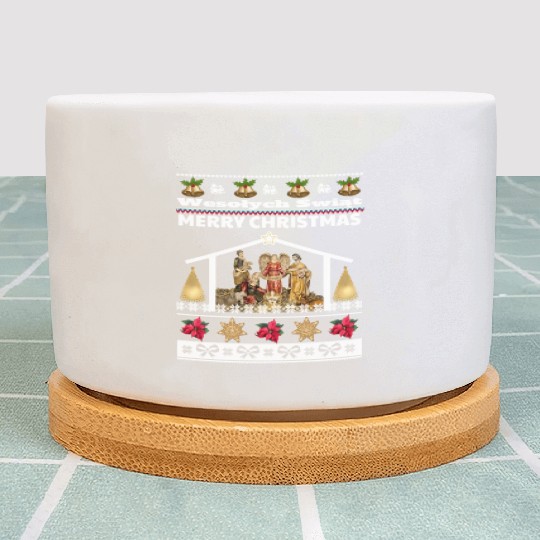 Polish Wesolych Swiat Nativity Scene Jesus Born Plant Pots