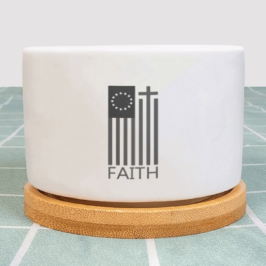 Betsy Ross American Flag , Christian Cross Bible F Plant Pots