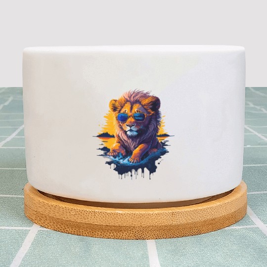 Cute baby lion Plant Pots