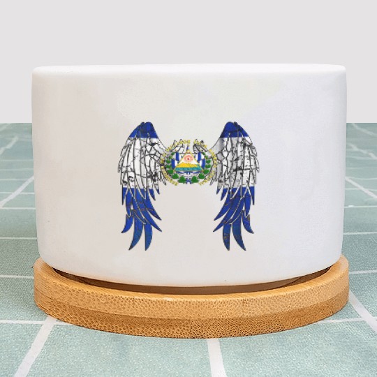 El Salvadorian Flag Angel Wings Jesus Christian El Plant Pots