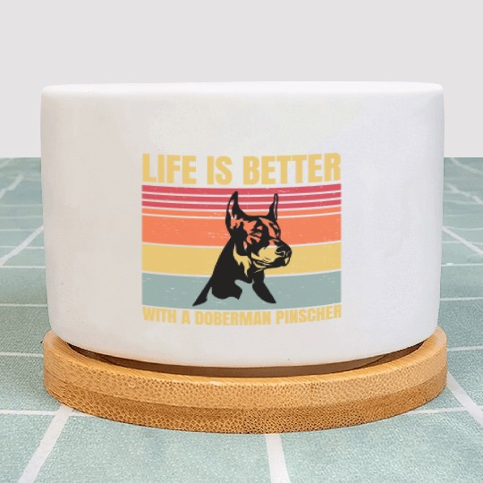 life is better with a doberman pinscher Plant Pots