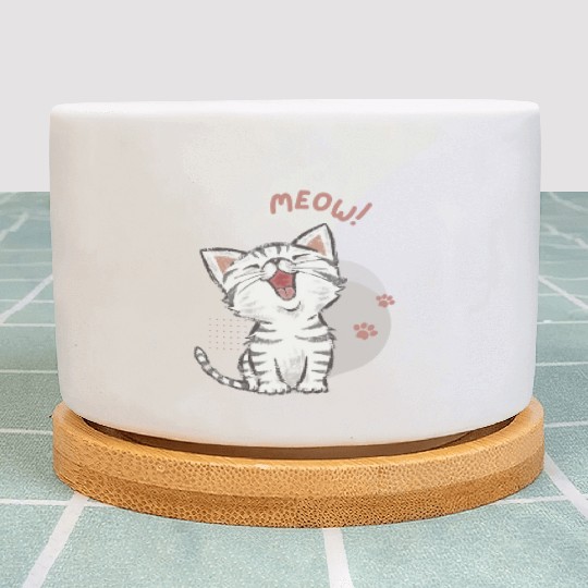Cute cat meow Plant Pots