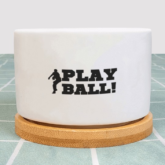 Baseball Pitcher Play Ball Black Text Baseball Fan Plant Pots