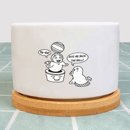 Funny Cartoon Kid Sea Lion Cosplay Plant Pots