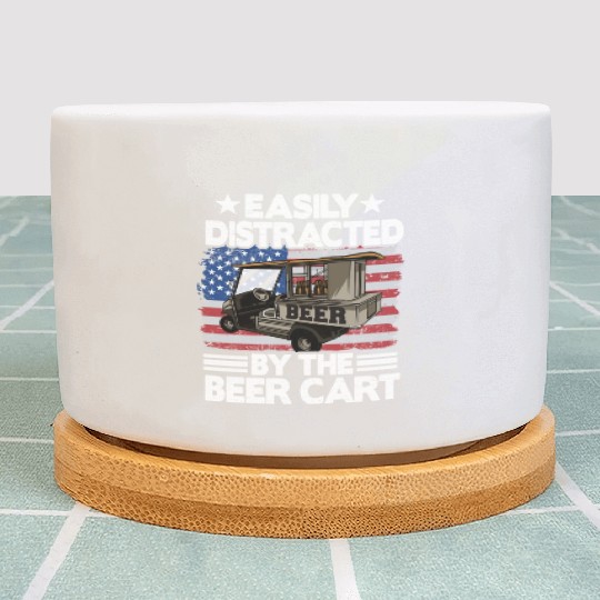 Easily Distracted By The Beer Cart Funny Golfing Plant Pots
