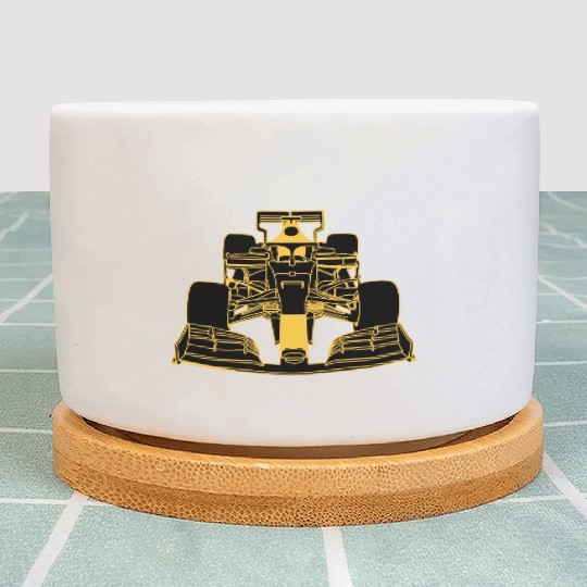 Racing car formula racing car yellow Plant Pots