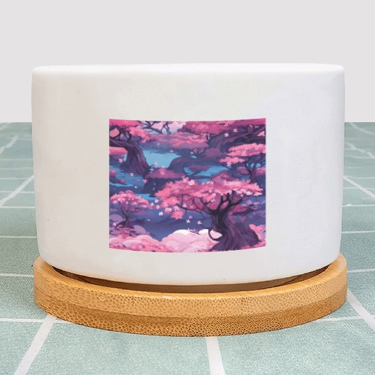 Anime Euphoria: Fantasy Cherry Blossom Dreamscape Plant Pots