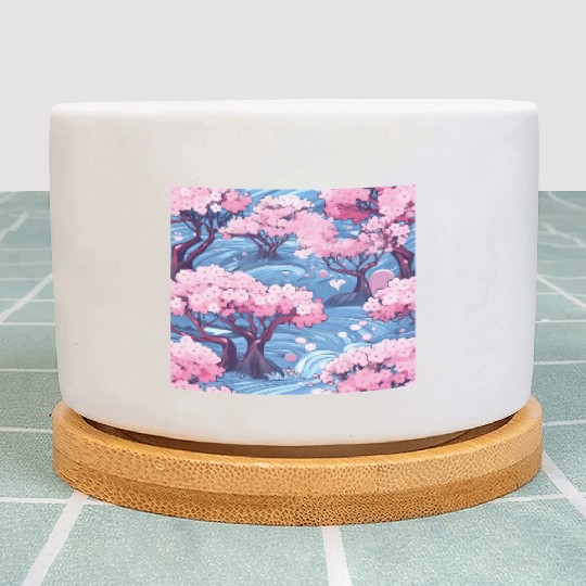 Anime Euphoria: Fantasy Cherry Blossom Dreamscape Plant Pots