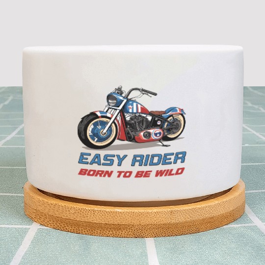 Easy Rider Motorcycle Chopper Stars and Stripes Plant Pots