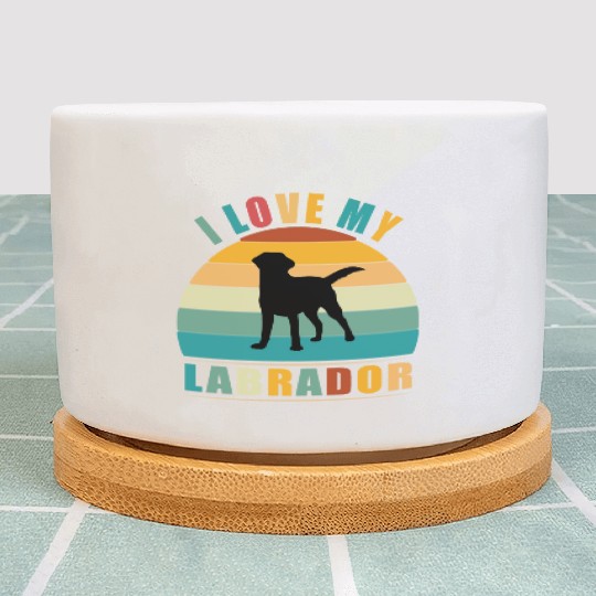 Retro Vintage I love my labrador Plant Pots Lover