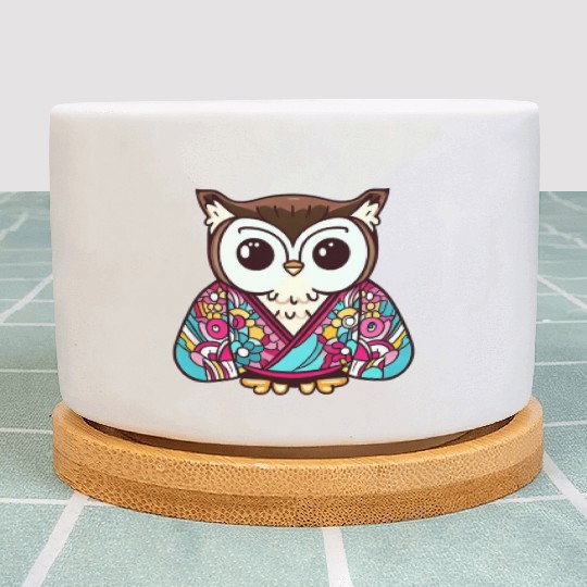 Japanese Kimono owl Plant Pots