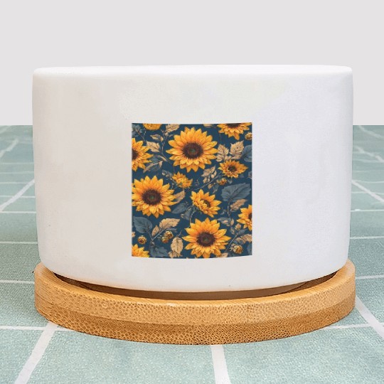 cool a sunflower pattern designed cute Plant Pots