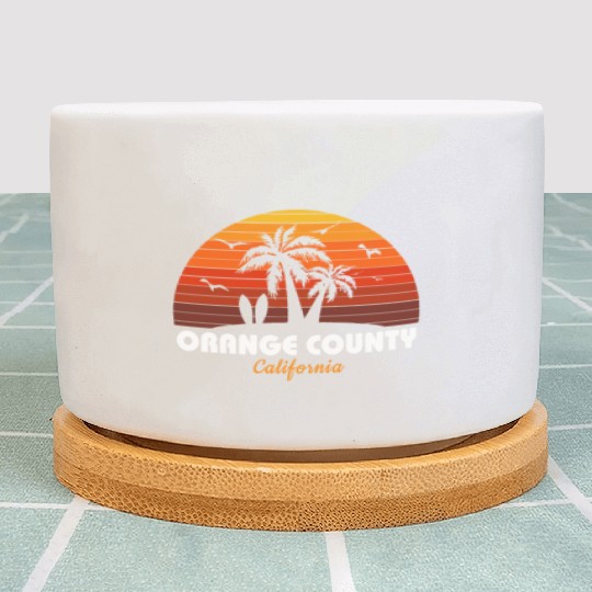 Retro Orange County California Sunset Cool Plant Pots