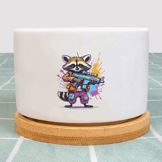 Raccoon with laser gun Plant Pots