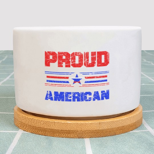Proud American USA Flag, Patriotic 4th of July Plant Pots
