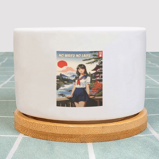 Funny Retro Art Style Anime Girl Japan Waifu Humor Plant Pots