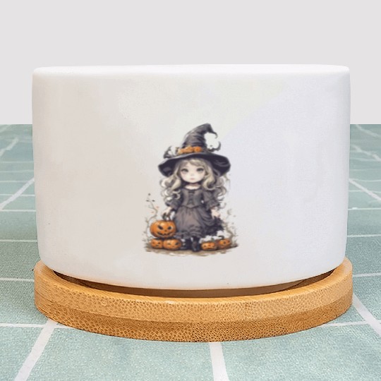 cute and creepy halloween fantasy witch Plant Pots