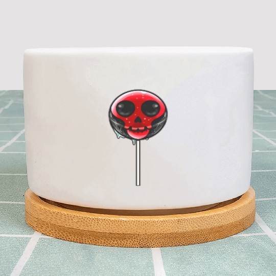 Red Skull Lollipop Trick Or Treat Halloween Plant Pots