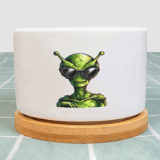 Cool Green Alien - Extraterrestrial with Plant Pots