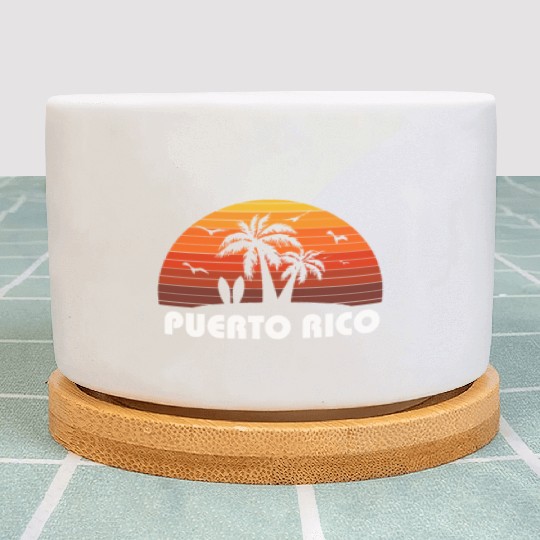 Retro Puerto Rico Sunset Cool Vintage Vacation Plant Pots