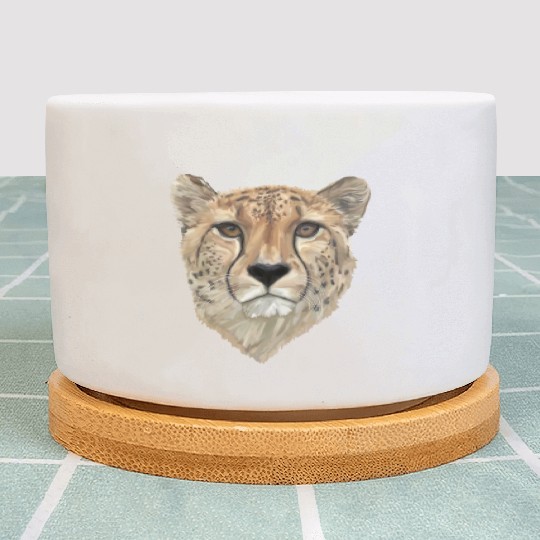 Watercolor Cheetah Portrait Plant Pots