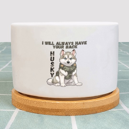 Cute Beautiful Love Husky Puppy Dog Design Plant Pots