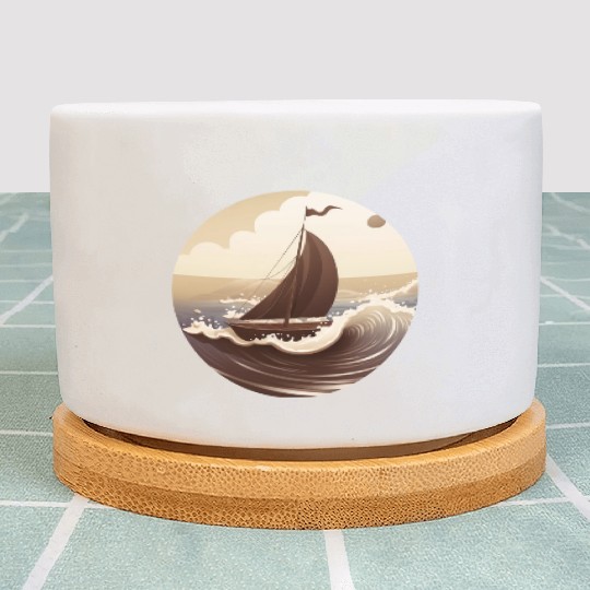 Chocolate Sailboat at Sunset Plant Pots