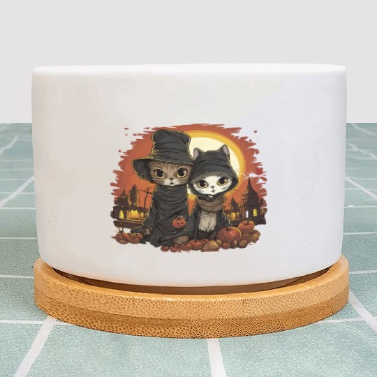 Cute Kittens Trick or Treating - Happy Halloween! Plant Pots