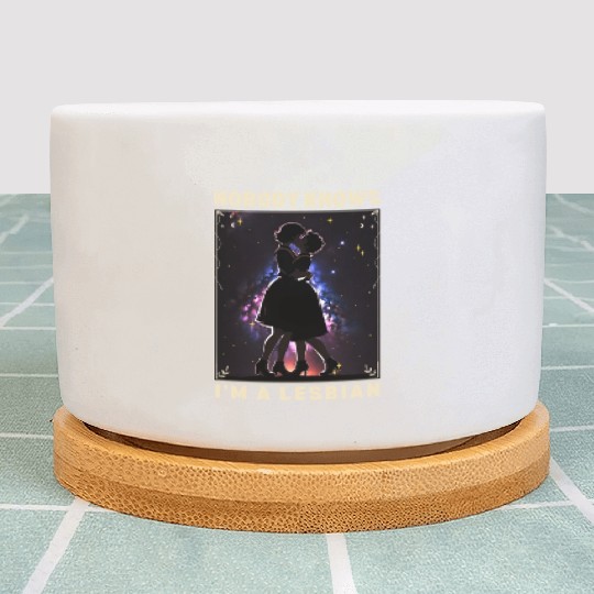 Nobody Knows I'm a Lesbian Couple Kissing LGBTQ Plant Pots