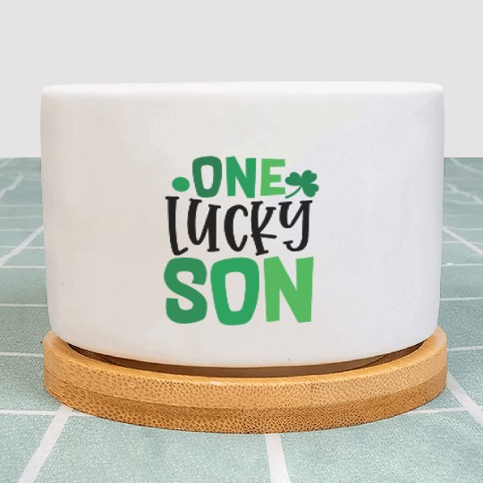 One Lucky Son Clover Shamrock Irish Ireland Plant Pots