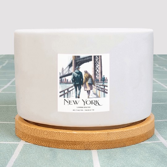 Watercolor painting loving couple in New York City Plant Pots