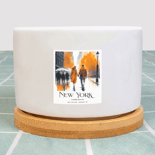 Watercolor painting loving couple in New York City Plant Pots