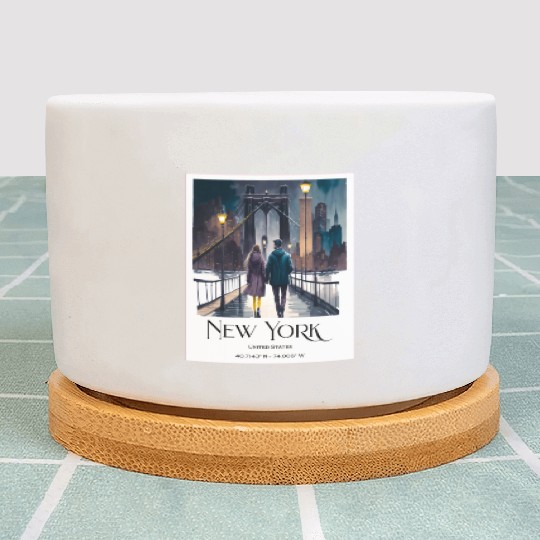 Watercolor painting loving couple in New York City Plant Pots