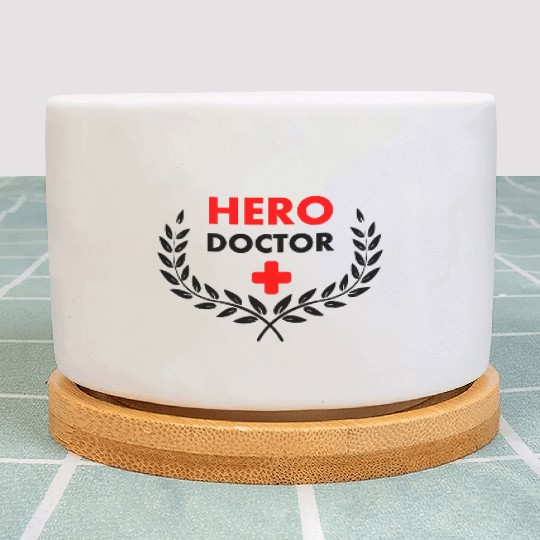 Hero doctor in laurel wreat Plant Pots