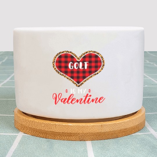 Golf is My Valentine Leopard Buffalo Plaid Heart P Plant Pots