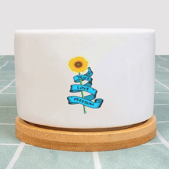 Sunflower Peace love freedom Plant Pots