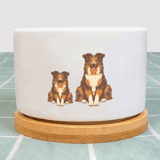 Collie Dog Lover Parent Dad Mom and Son Daughter Plant Pots