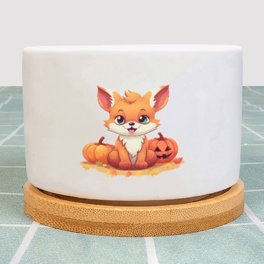 Halloween Autumn: Foxes in Foliage Plant Pots