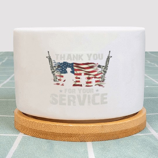 Thank You For Your Service US Flag Veterans Day Plant Pots
