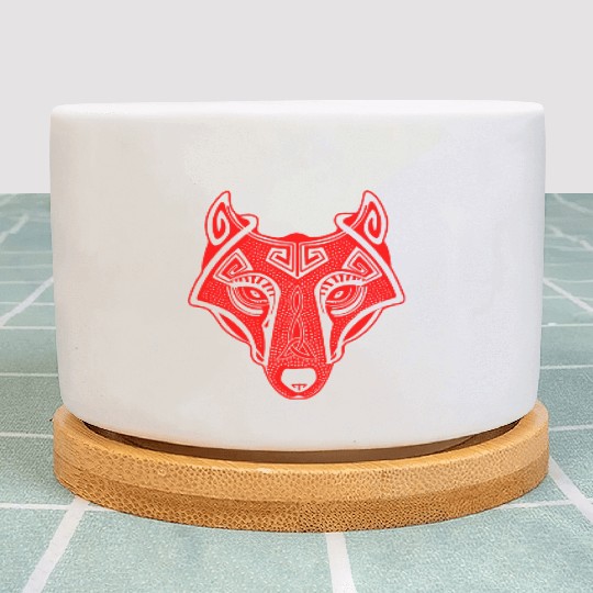 Viking wolf red Fenrir valhalla Plant Pots