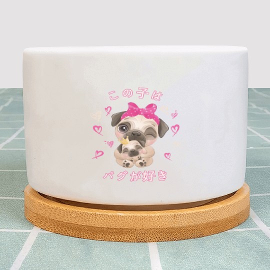 Pug Love Mom Pug And Baby Youth Plant Pots