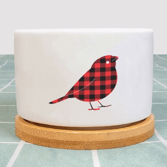 Bird Buffalo Plaid Plant Pots