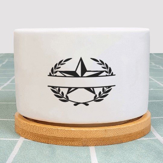Star monogram in laurel wreath Plant Pots