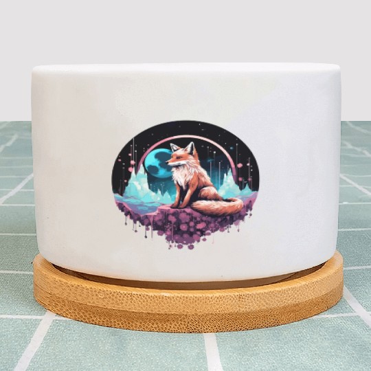 Celestial moon flower fox sitting tall Plant Pots