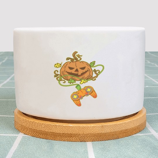 Halloween Jack O Lantern Video Game Controller Plant Pots