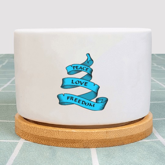 Peace love freedom blue Plant Pots