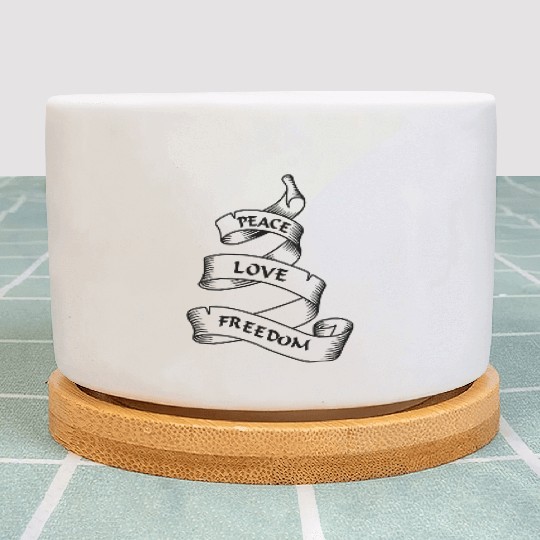 Peace love freedom blue pennant or banner Plant Pots