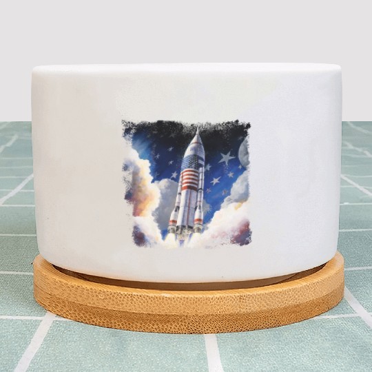 Patriotic Starship US Astronauts Stars and Stripes Plant Pots