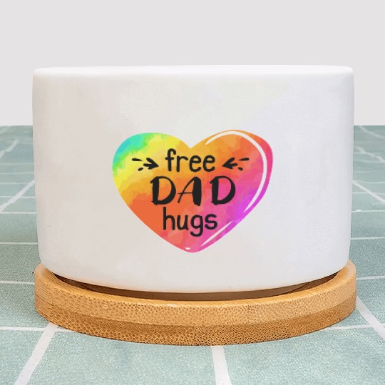 LGBTQIA LGBT Free Dad Hugs Rainbow Heart Gay Pride Plant Pots