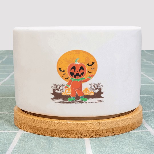 Pumpkin Person Creepy Halloween Pumpkin Plant Pots